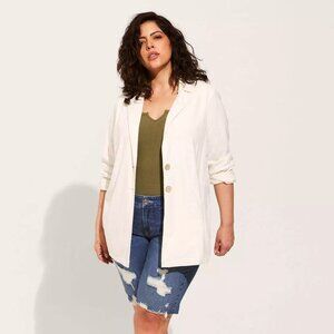 NWT Torrid sz 00 ( Med / 10 ) longline linen button front blazer